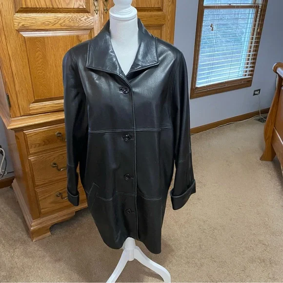 Tibor Leathers VTG Men’s Black Leather Coat Made in USA Thinsulate Lined Sz XL